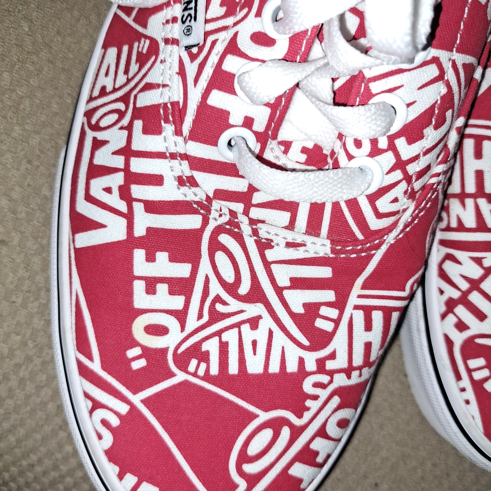 Vans Red and White Sneakers WORDS Logo - Picture 2 of 4